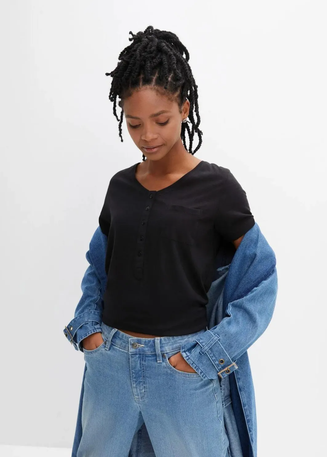 Hot T-Shirt aus Baumwoll-Viskose-Mix Damen Shirts & Tops|Nachhaltigere Materialien