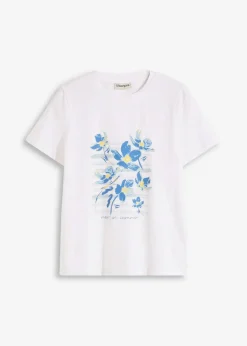Online T-Shirt aus elastischem Baumwoll-Mix Damen Shirts & Tops