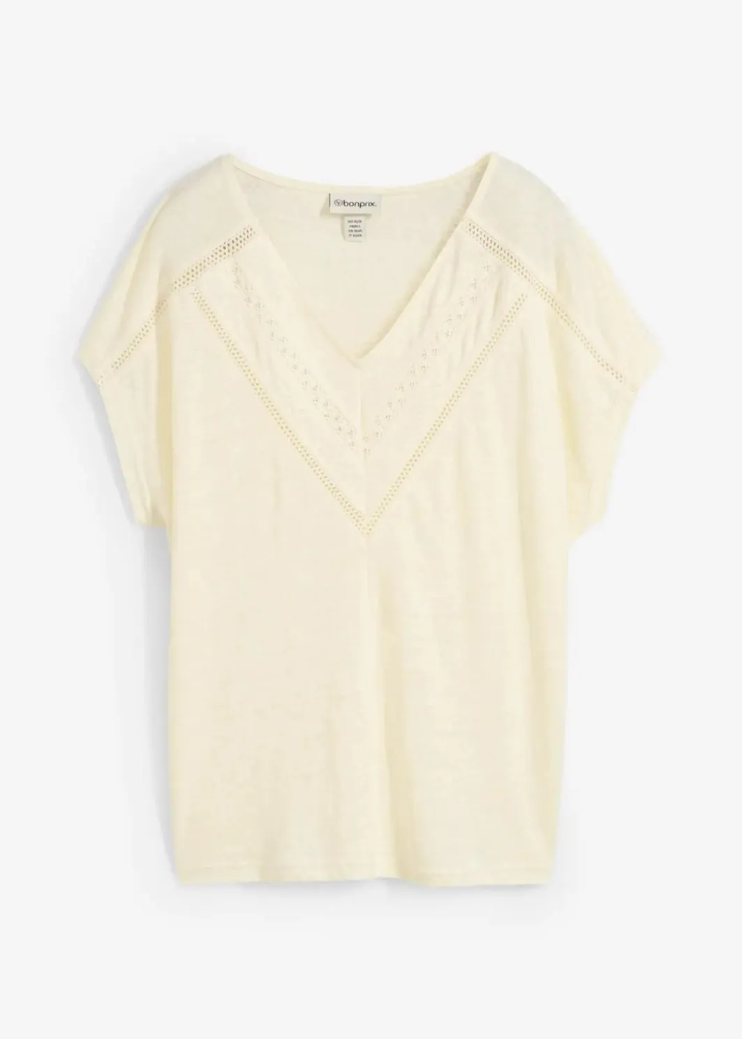 Damen bonprix Nachhaltigere Materialien|Shirts & Tops|T-Shirt aus reinem Leinen mit Spitze