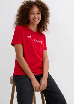 Clearance T-Shirt aus reiner Baumwolle Damen Shirts & Tops
