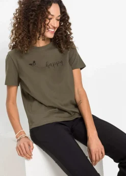 Outlet T-Shirt aus reiner Baumwolle Damen Shirts & Tops