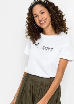 Discount T-Shirt aus reiner Baumwolle Damen Shirts & Tops