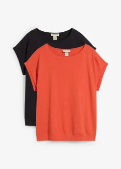Damen bonprix Nachhaltigere Materialien|Shirts & Tops|T-Shirt aus reiner Bio-Baumwolle (2er Pack)