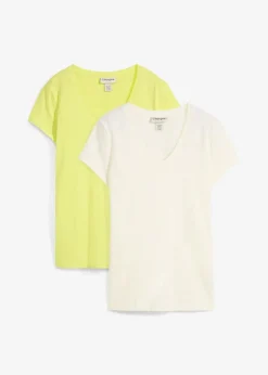 Damen bonprix Nachhaltigere Materialien|Shirts & Tops|T-Shirt aus reiner Bio-Baumwolle (2er Pack)