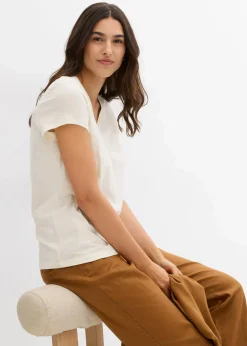 Damen bonprix Nachhaltigere Materialien|Shirts & Tops|T-Shirt aus reiner Bio-Baumwolle (2er Pack)