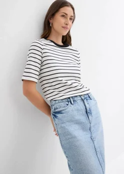 New T-Shirt aus schwerer Bio-Baumwolle Damen Bekleidung·Röcke|Basics