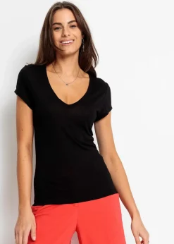 New T-Shirt aus softer Viskose Damen Basics|Shirts & Tops
