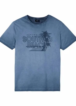 New T-Shirt in ausgewaschener Optik aus reiner Bio-Baumwolle Herren Strandmode|Große Größen