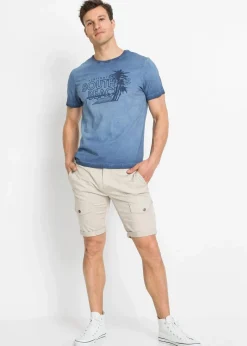 New T-Shirt in ausgewaschener Optik aus reiner Bio-Baumwolle Herren Strandmode|Große Größen