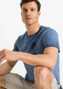 New T-Shirt in ausgewaschener Optik aus reiner Bio-Baumwolle Herren Strandmode|Große Größen