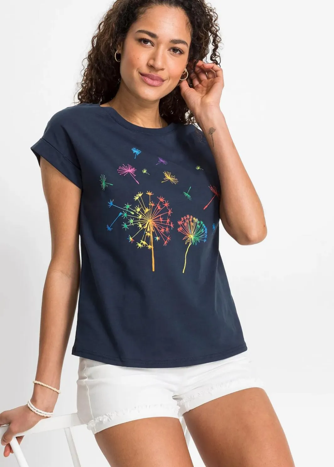 Outlet T-Shirt mit floralem Print Damen Shirts & Tops