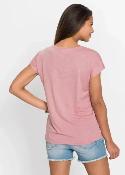 New T-Shirt mit Glitzerdruck Damen Shirts & Tops