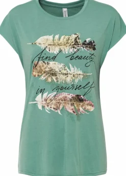 Discount T-Shirt mit Glitzerdruck Damen Shirts & Tops
