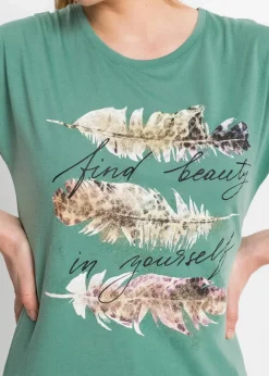 Discount T-Shirt mit Glitzerdruck Damen Shirts & Tops