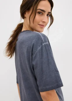 Damen bonprix Shirts & Tops|T-Shirt mit Glitzersteinen aus reiner Baumwolle