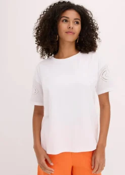 Damen bonprix Shirts & Tops|T-Shirt mit Lochstickerei