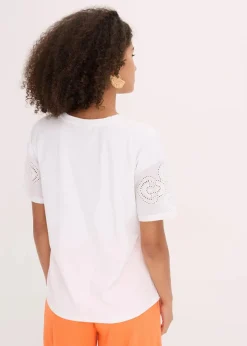 Damen bonprix Shirts & Tops|T-Shirt mit Lochstickerei