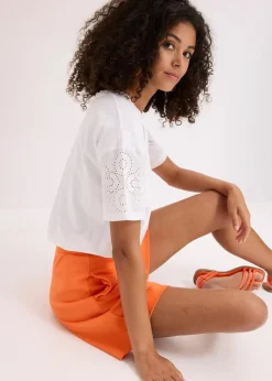 Damen bonprix Shirts & Tops|T-Shirt mit Lochstickerei
