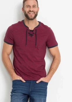 Outlet T-Shirt mit Schnürung aus Bio-Baumwolle Herren Shirts & Polos|Große Größen