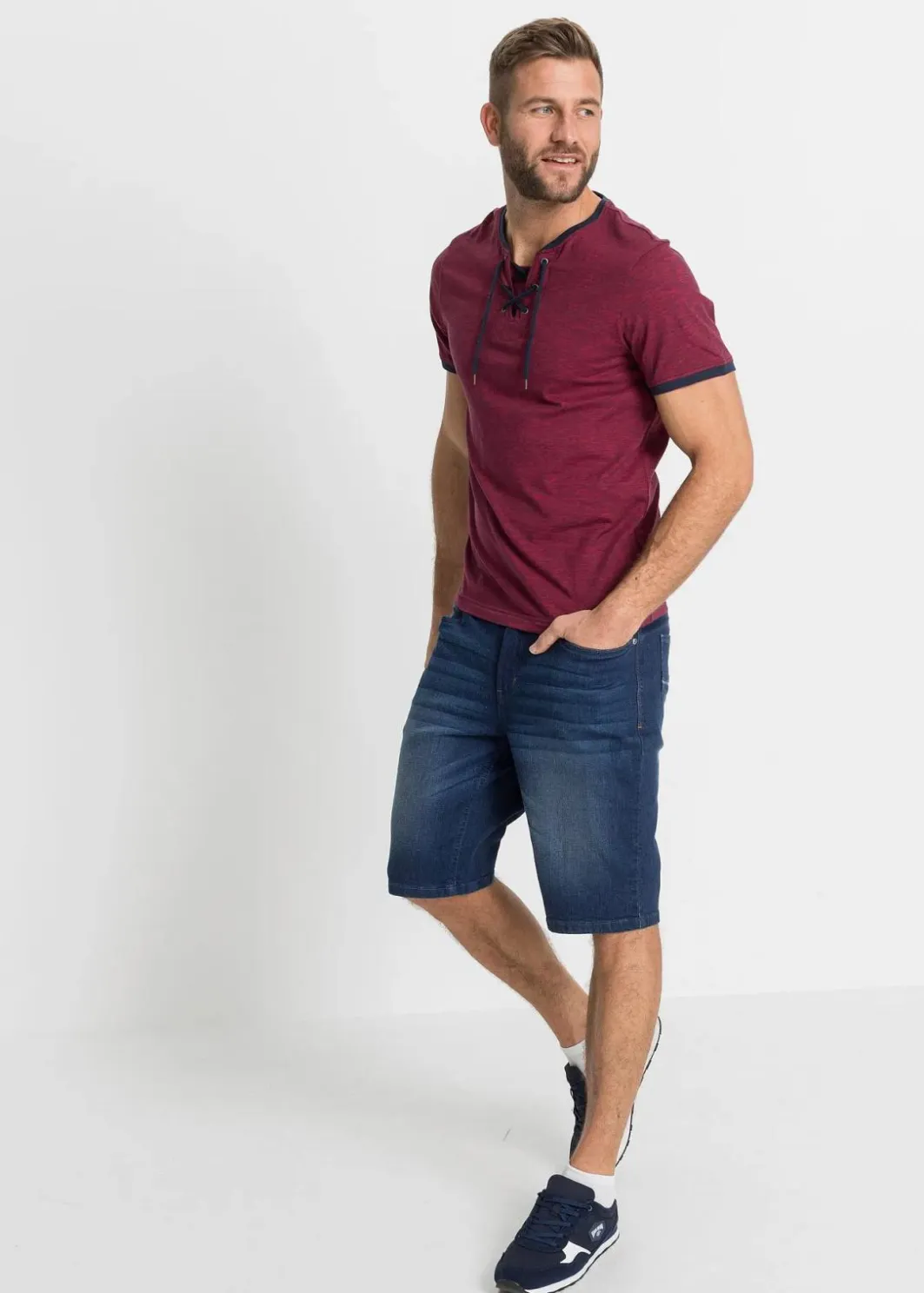 Outlet T-Shirt mit Schnürung aus Bio-Baumwolle Herren Shirts & Polos|Große Größen