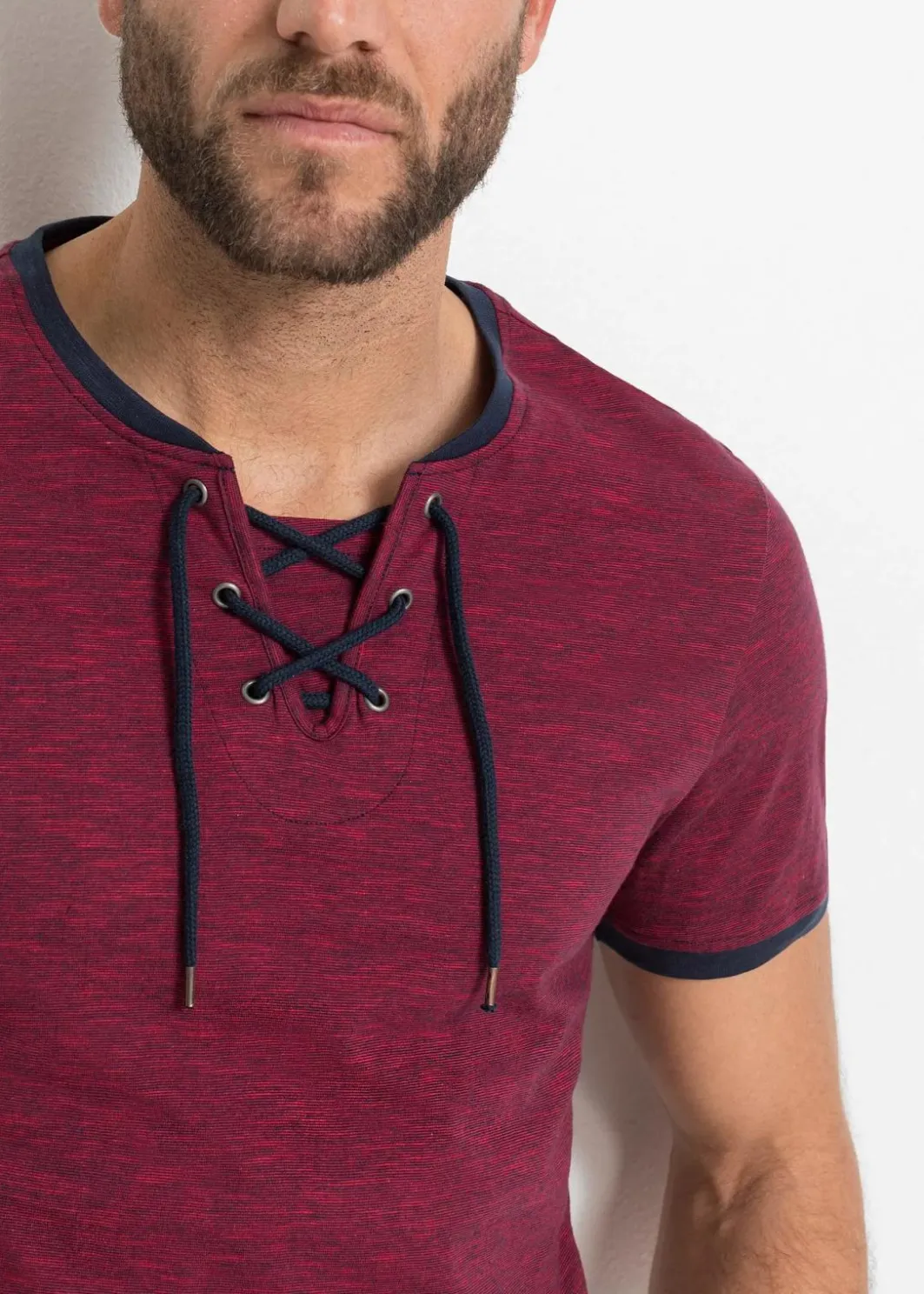 Outlet T-Shirt mit Schnürung aus Bio-Baumwolle Herren Shirts & Polos|Große Größen