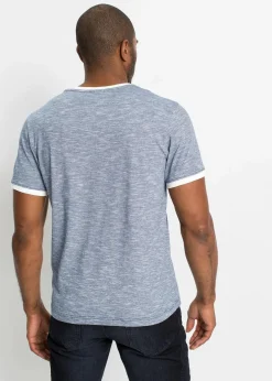 Herren bonprix Große Größen|Shirts & Polos|T-Shirt mit Schnürung aus Bio-Baumwolle