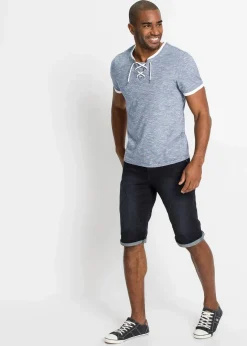 Herren bonprix Große Größen|Shirts & Polos|T-Shirt mit Schnürung aus Bio-Baumwolle