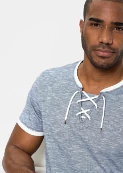 Herren bonprix Große Größen|Shirts & Polos|T-Shirt mit Schnürung aus Bio-Baumwolle