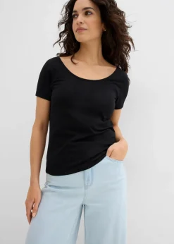 New T-Shirt mit tiefem Rückenausschnitt Damen Bekleidung·Röcke|Basics