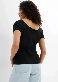 New T-Shirt mit tiefem Rückenausschnitt Damen Bekleidung·Röcke|Basics