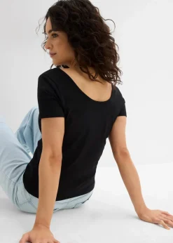 New T-Shirt mit tiefem Rückenausschnitt Damen Bekleidung·Röcke|Basics