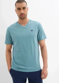 Herren bonprix Große Größen|Basics|T-Shirt mit V-Ausschnitt aus reiner Bio-Baumwolle (2er Pack)