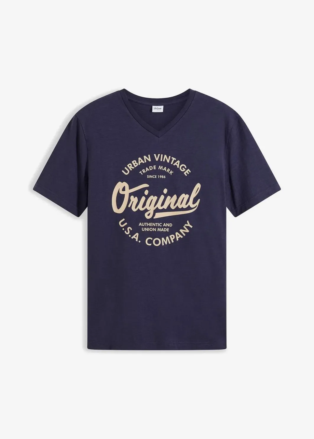 T-Shirt mit V-Ausschnitt aus reiner Baumwolle Herren Shirts & Polos|Große Größen