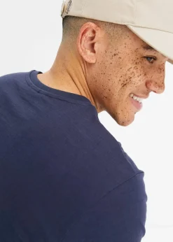 T-Shirt mit V-Ausschnitt aus reiner Baumwolle Herren Shirts & Polos|Große Größen