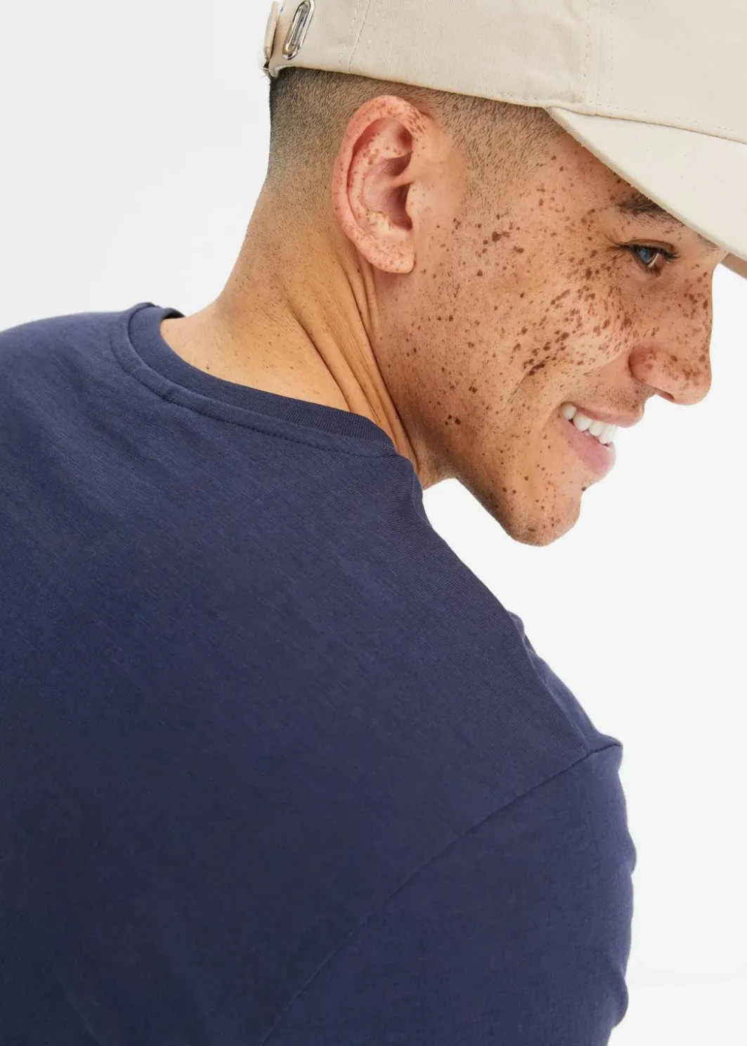 T-Shirt mit V-Ausschnitt aus reiner Baumwolle Herren Shirts & Polos|Große Größen