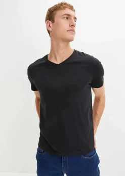 Herren bonprix Shirts & Polos|Basics|T-Shirt mit V-Ausschnitt (3er Pack)
