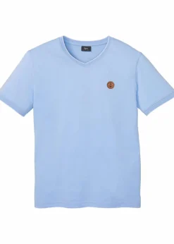 Sale T-Shirt mit V-Ausschnitt in Doppeloptik Herren Shirts & Polos