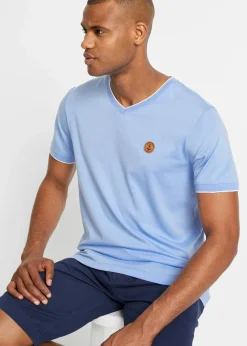 Sale T-Shirt mit V-Ausschnitt in Doppeloptik Herren Shirts & Polos