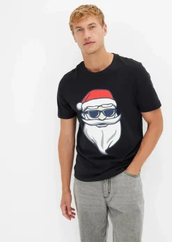 Herren bonprix Shirts & Polos|Große Größen|T-Shirt mit Weihnachtsmotiv aus reiner Bio-Baumwolle