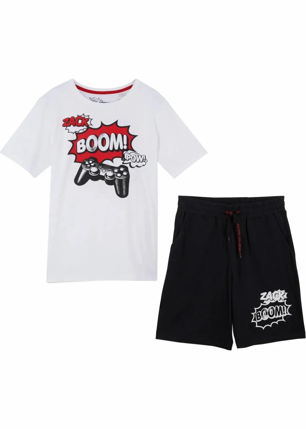 Kinder bonprix Jungen 9-16 Jahre·Shirts|Jungen 9-16 Jahre·Hosen|T-Shirt und Jersey-Bermuda (2-tlg. Set) aus reiner Bio Baumwolle