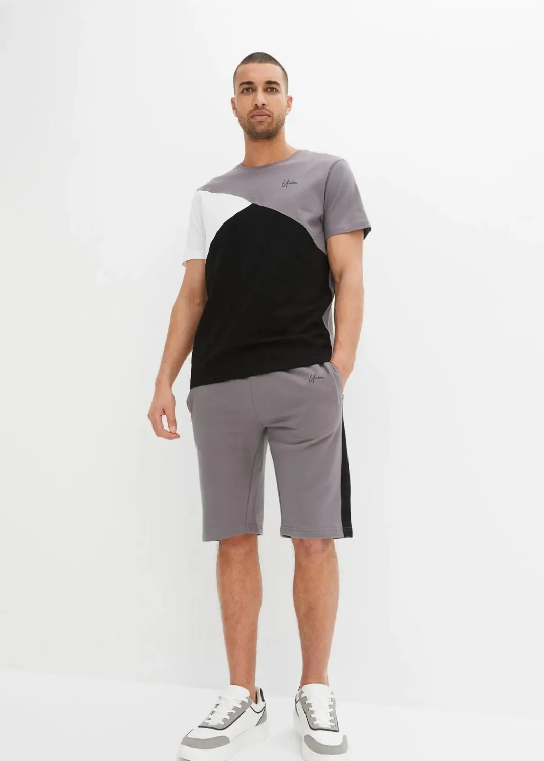 Best T-Shirt und Sweat-Bermuda aus reiner Baumwolle (2-tlg.Set) Herren Hosen|Shirts & Polos