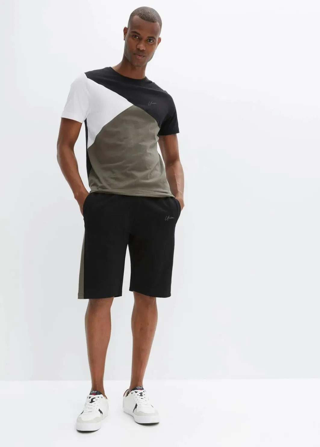 Herren bonprix Große Größen|Sportbekleidung|T-Shirt und Sweat-Bermuda aus reiner Baumwolle (2-tlg.Set)