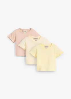 Kinder bonprix Mädchen 2-8 Jahre·Nachhaltigere Materialien|Mädchen 9-16 Jahre·Nachhaltigere Materialien|T-Shirts aus Bio-Baumwolle mit Volants (3er Pack)