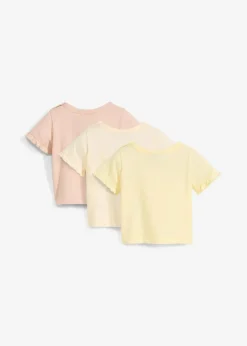 Kinder bonprix Mädchen 2-8 Jahre·Nachhaltigere Materialien|Mädchen 9-16 Jahre·Nachhaltigere Materialien|T-Shirts aus Bio-Baumwolle mit Volants (3er Pack)