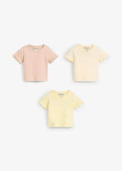 Kinder bonprix Mädchen 2-8 Jahre·Nachhaltigere Materialien|Mädchen 9-16 Jahre·Nachhaltigere Materialien|T-Shirts aus Bio-Baumwolle mit Volants (3er Pack)