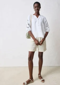 Damen bonprix Nachhaltigere Materialien|Blusen & Tuniken|Tunika aus reinem Leinen, mit Lochstickerei
