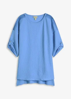 Damen bonprix Bekleidung·Jacken & Mäntel|Blusen & Tuniken|Tunika mit Struktur und Spitzenband