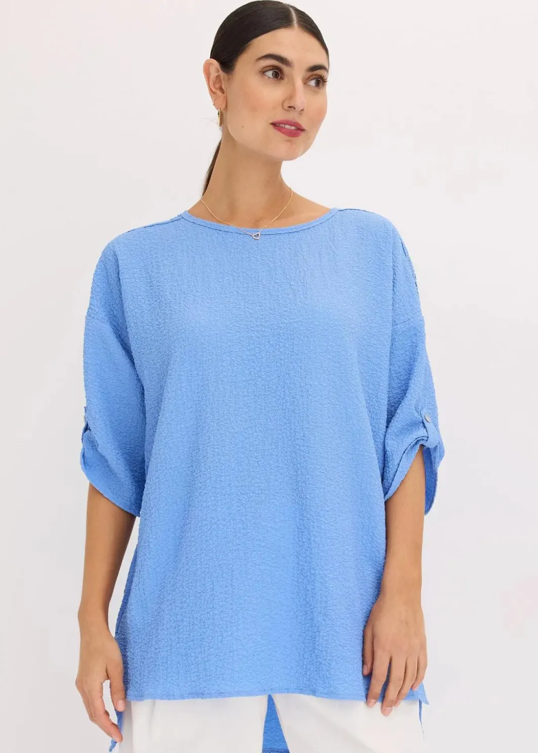 Damen bonprix Bekleidung·Jacken & Mäntel|Blusen & Tuniken|Tunika mit Struktur und Spitzenband