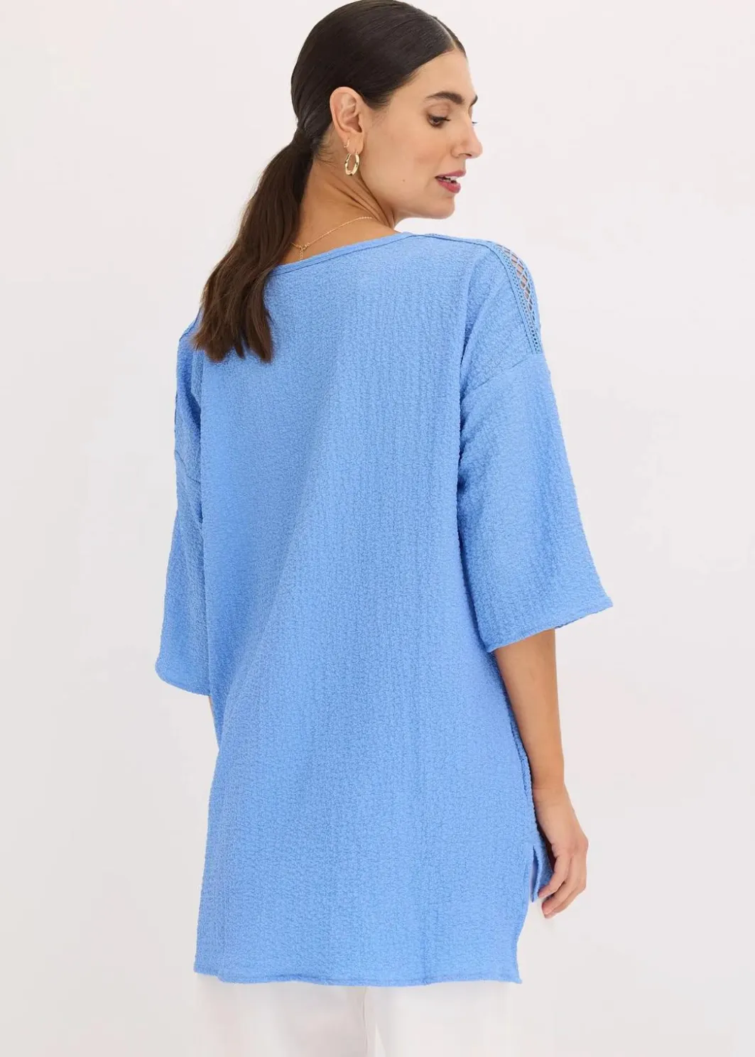 Damen bonprix Bekleidung·Jacken & Mäntel|Blusen & Tuniken|Tunika mit Struktur und Spitzenband