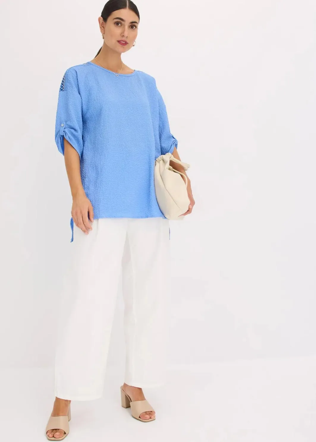 Damen bonprix Bekleidung·Jacken & Mäntel|Blusen & Tuniken|Tunika mit Struktur und Spitzenband